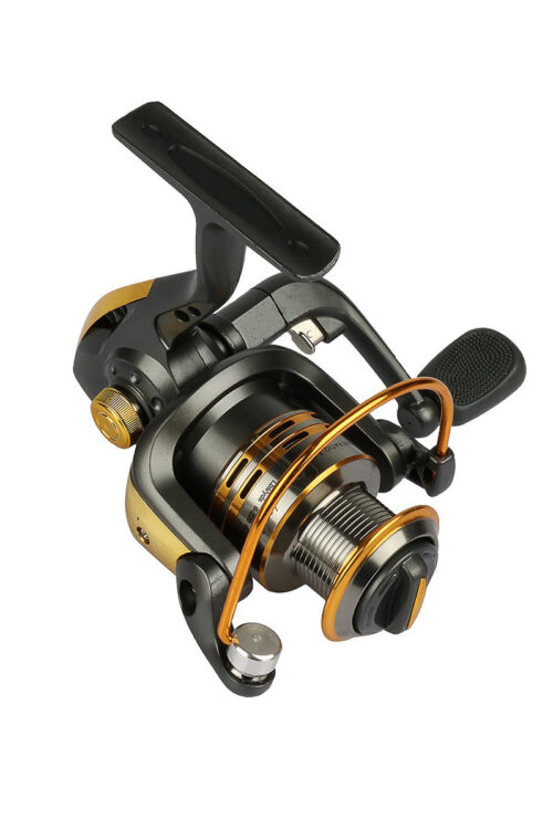 A fishing reel with two handles and one handle on the side of it.
